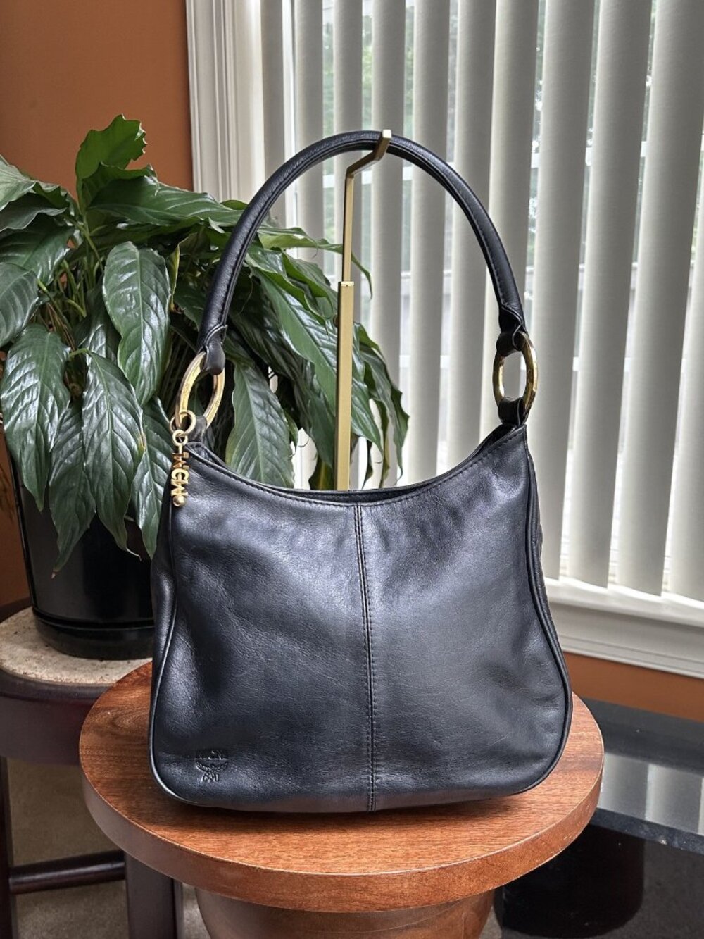 MCM Leather Hobo Bag, Black